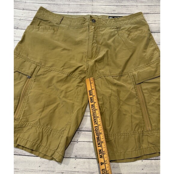 KUHL Mens Cargo Hiking Shorts Sz 36 Brown Khaki Vintage Patina Dye Trail Outdoor - Picture 9 of 16